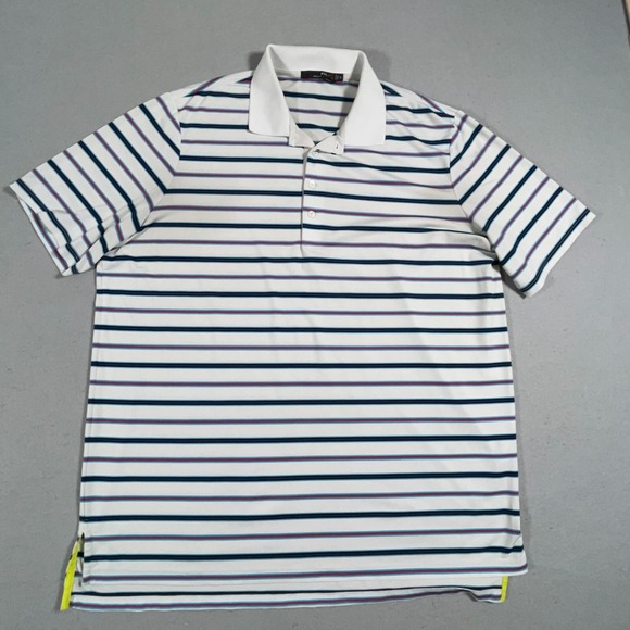 RLX Ralph Lauren Other - RLX Ralph Lauren Polo Men XL Athletic Fit White Striped Golf Performance Preppy